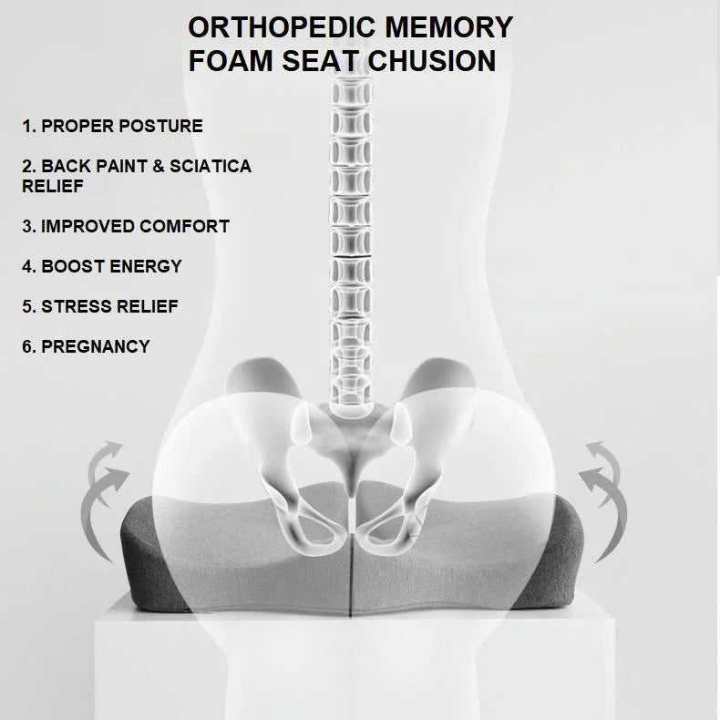 Memory Foam Seat Cushion Premium Coccyx Orthopedic Back