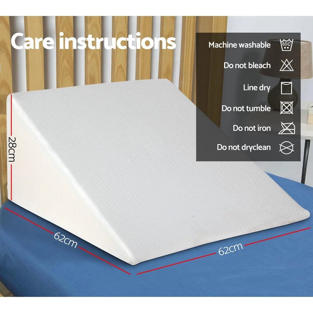 Memory Foam Wedge Pillow Set of 2 Bedding Neck Back Support