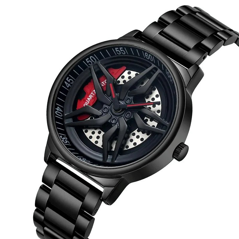 Men 360 Degree Hollow Spinning Dial Quartz Watch with Steel