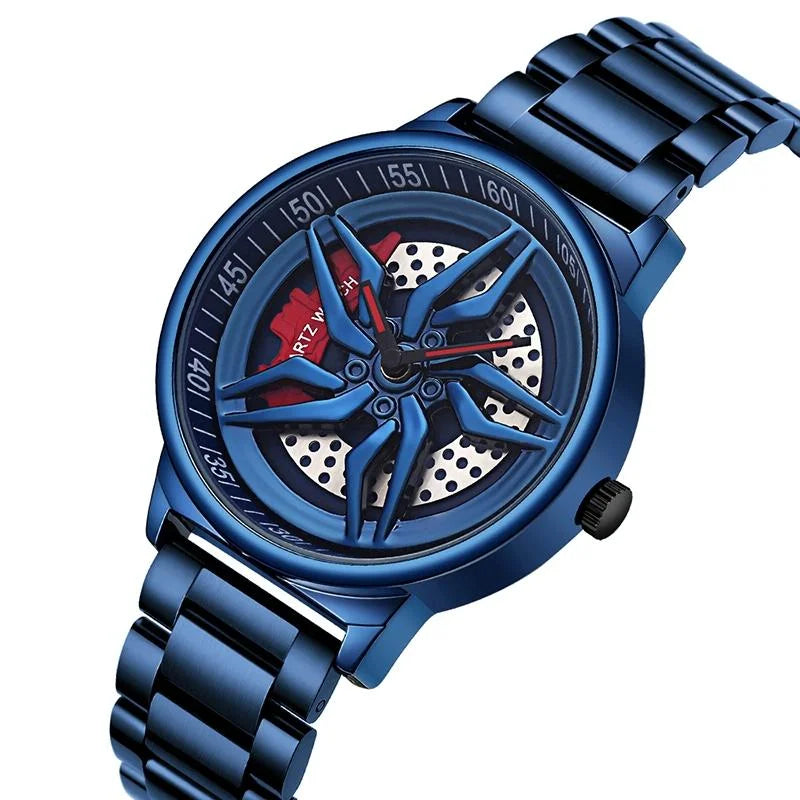 Men 360 Degree Hollow Spinning Dial Quartz Watch with Steel