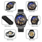 Men Automatic Mechanical Watch with Gear Dial - Gold Black