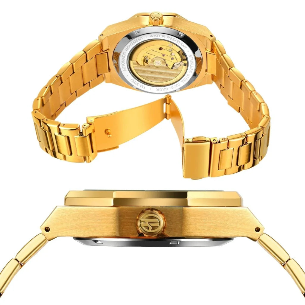 Men Automatic Mechanical Watch with Luminous Dial and Steel