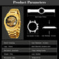 Men Automatic Mechanical Watch with Luminous Dial and Steel