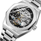 Men Automatic Mechanical Watch with Luminous Dial and Steel