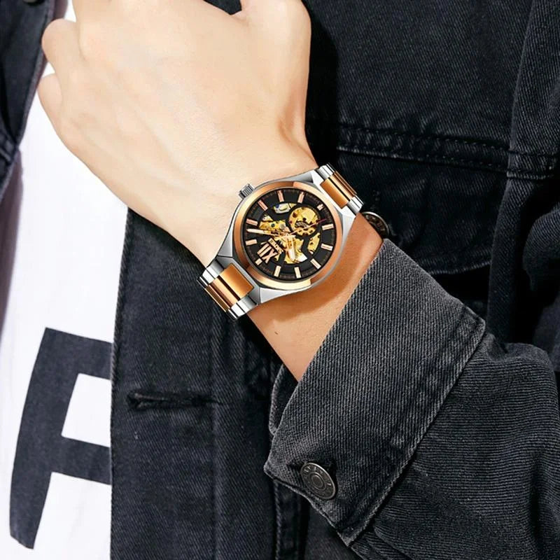 Men Automatic Mechanical Watch with Two-tone Stainless