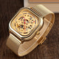 Men Automatic Tourbillon Watch with Hollow Square Mesh
