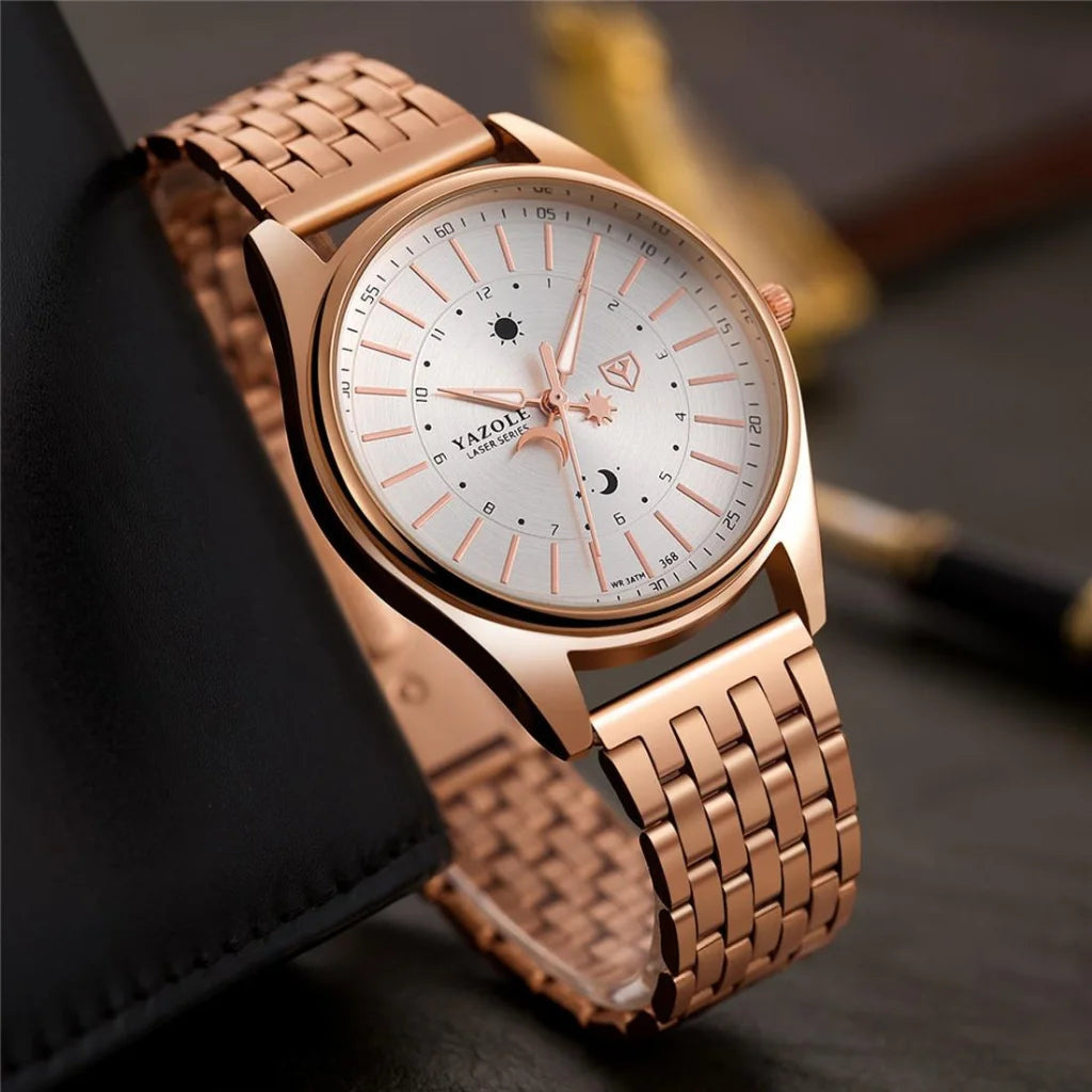Men Business Quartz Watch with Steel Strap - 368 - Fashion