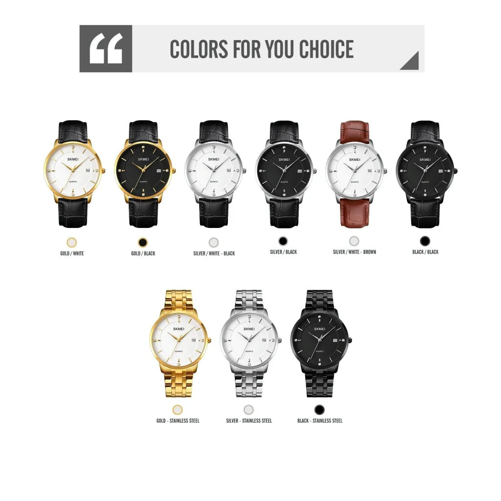 Men Casual Quartz Watch with Calendar - 1801 - Black Steel