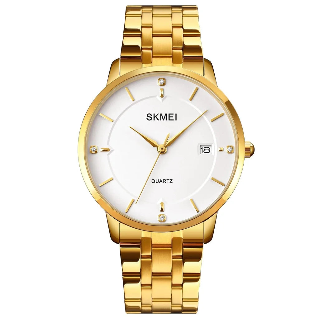 Men Casual Quartz Watch with Calendar - 1801 - Silver Steel
