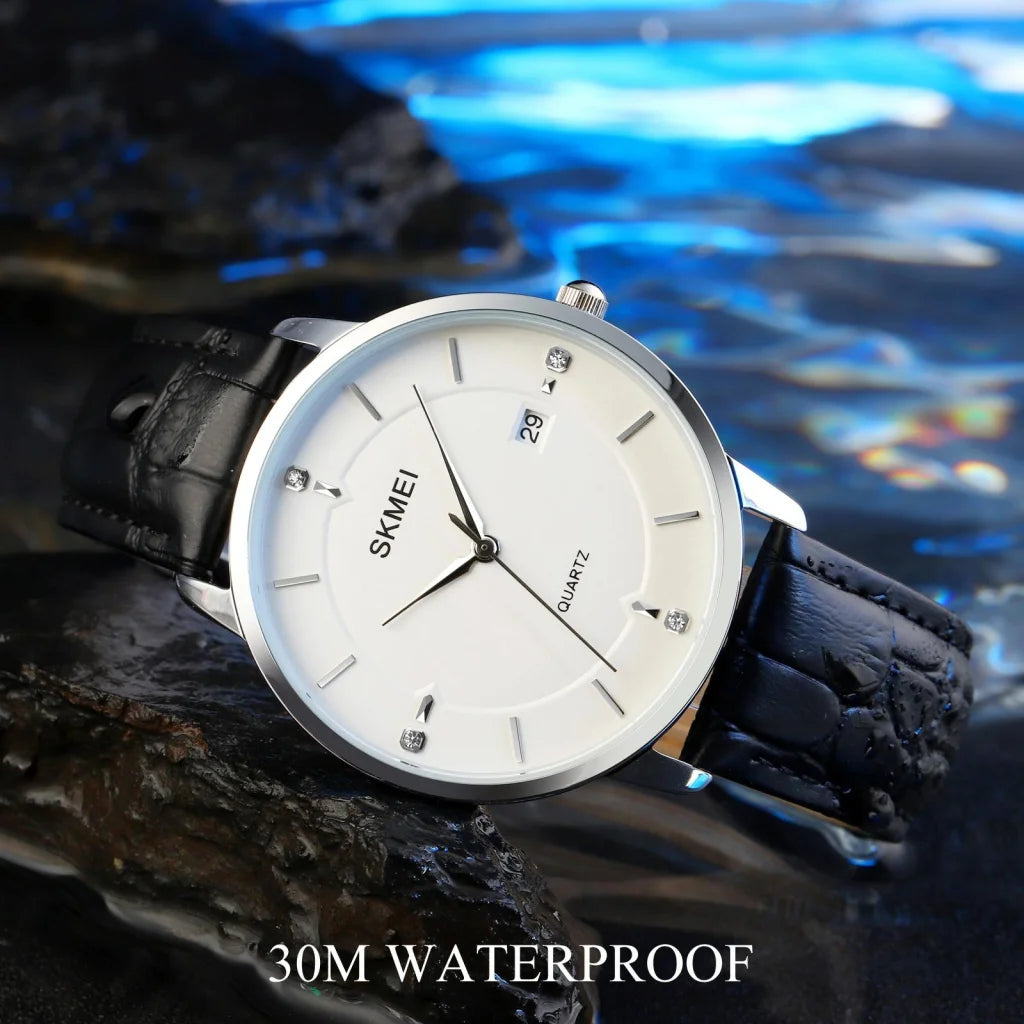 Men Casual Quartz Watch with Calendar - 1801 - Silver Steel