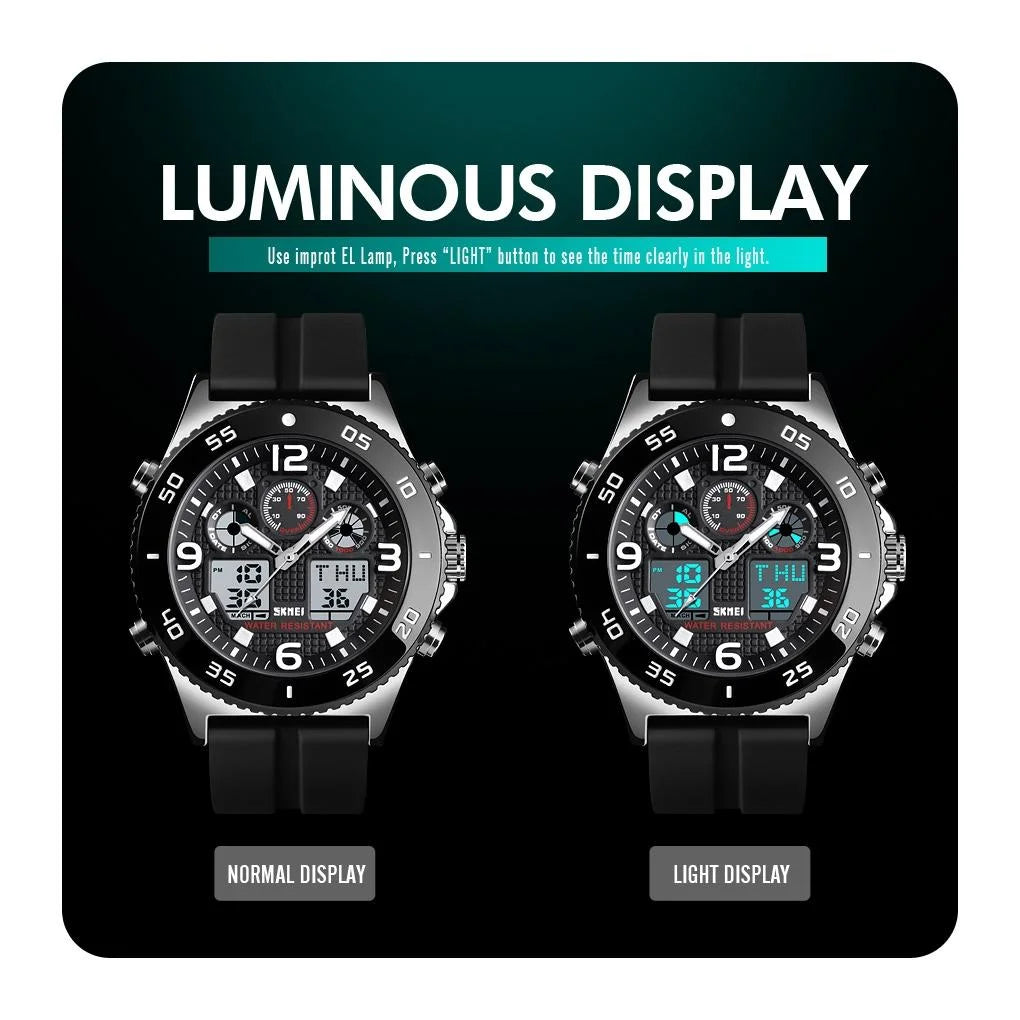 Men Casual Sports Watch with Large Dial and Steel Band