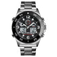 Men Casual Sports Watch with Large Dial and Steel Band