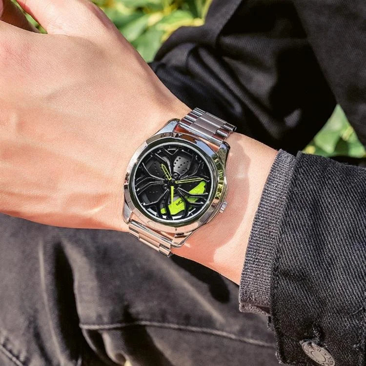 Men Casual Steel Band Quartz Watch - P1065 Wheel Series