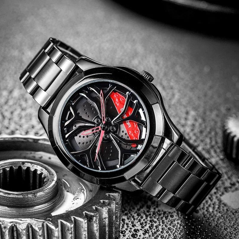 Men Casual Steel Band Quartz Watch - P1065 Wheel Series