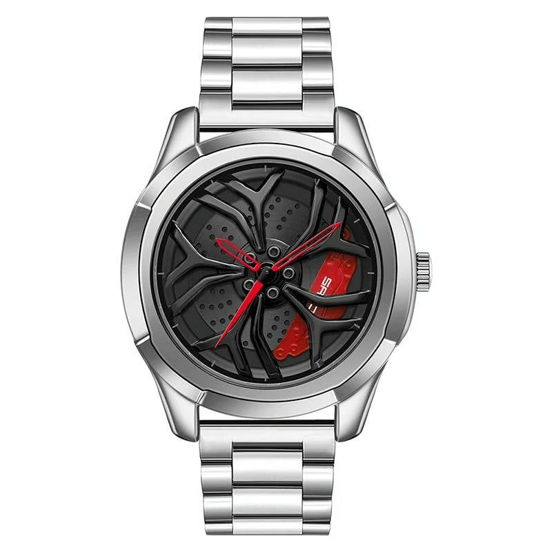 Men Casual Steel Band Quartz Watch - P1065 Wheel Series
