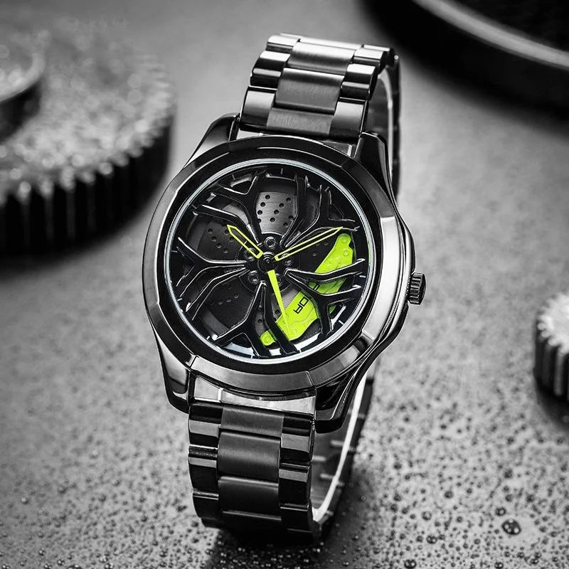 Men Casual Steel Band Quartz Watch - P1065 Wheel Series