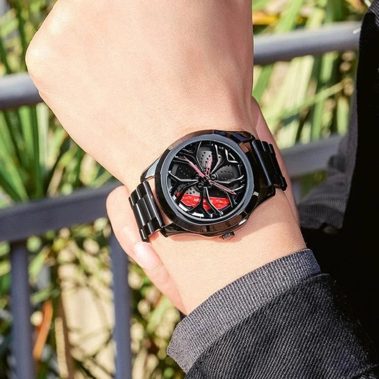 Men Casual Steel Band Quartz Watch - P1065 Wheel Series