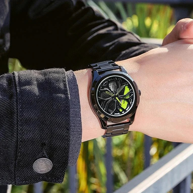 Men Casual Steel Band Quartz Watch - P1065 Wheel Series