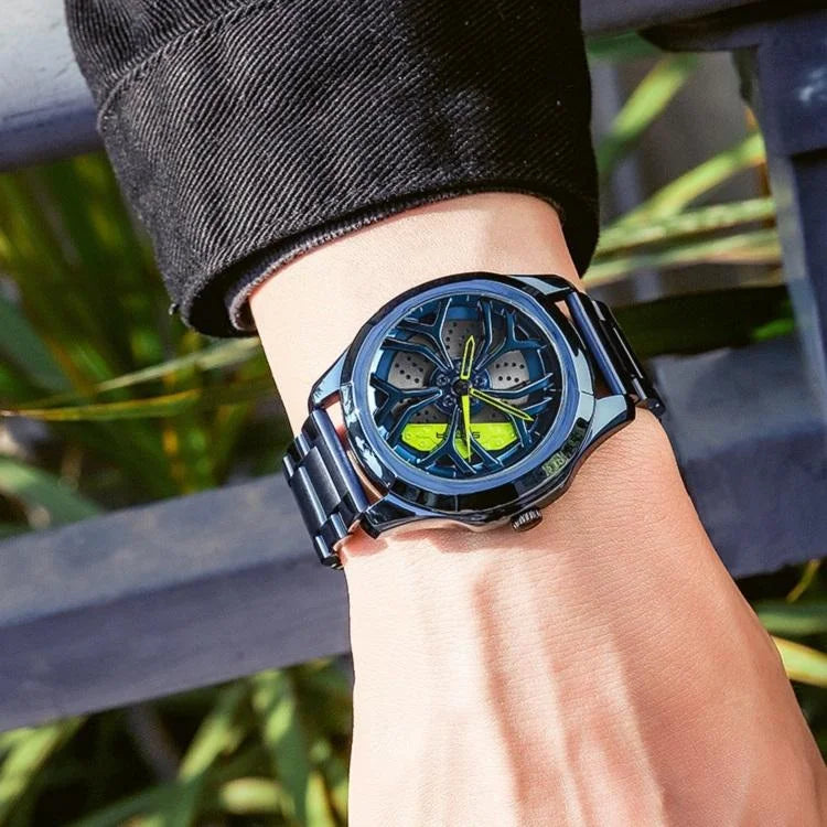 Men Casual Steel Band Quartz Watch - P1065 Wheel Series