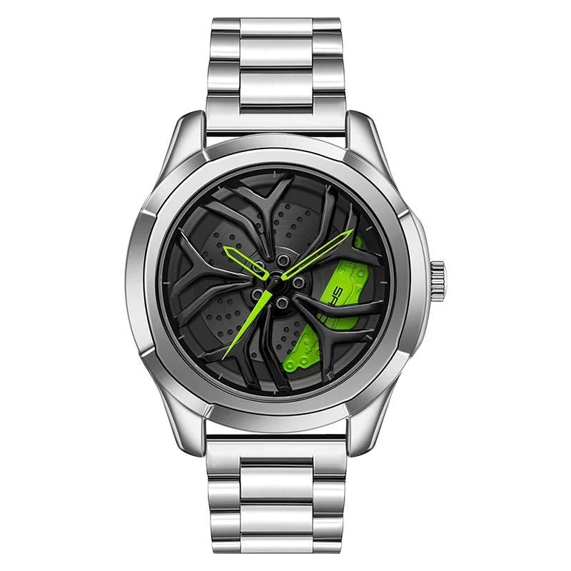 Men Casual Steel Band Quartz Watch - P1065 Wheel Series
