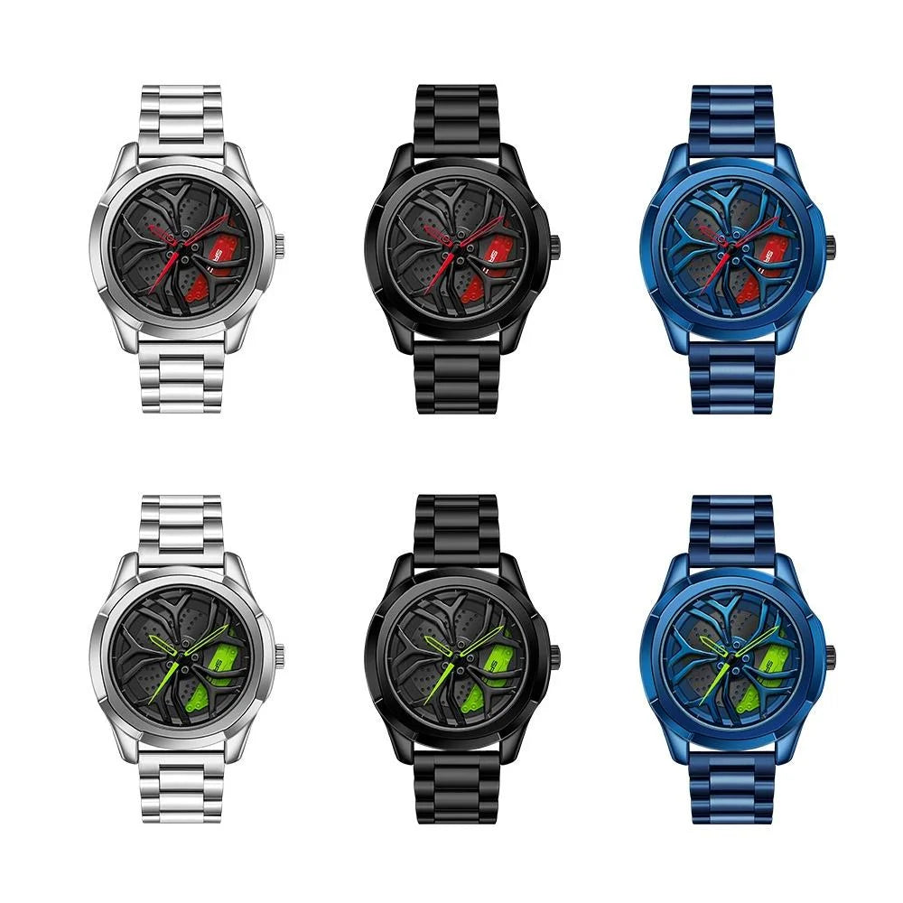 Men Casual Steel Band Quartz Watch - P1065 Wheel Series