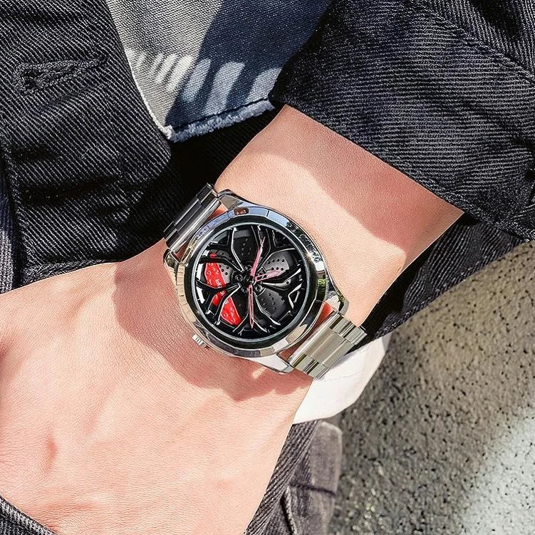 Men Casual Steel Band Quartz Watch - P1065 Wheel Series