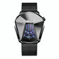 Men Diamond Dial Quartz Watch - Locomotive Concept - Black