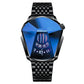 Men Diamond Dial Quartz Watch - Locomotive Concept - Black