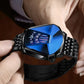 Men Diamond Dial Quartz Watch - Locomotive Concept - Black