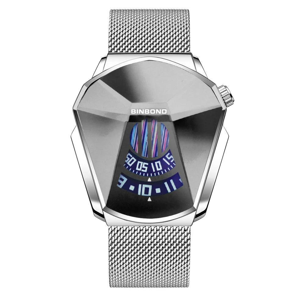 Men Diamond Dial Quartz Watch - Locomotive Concept - Full