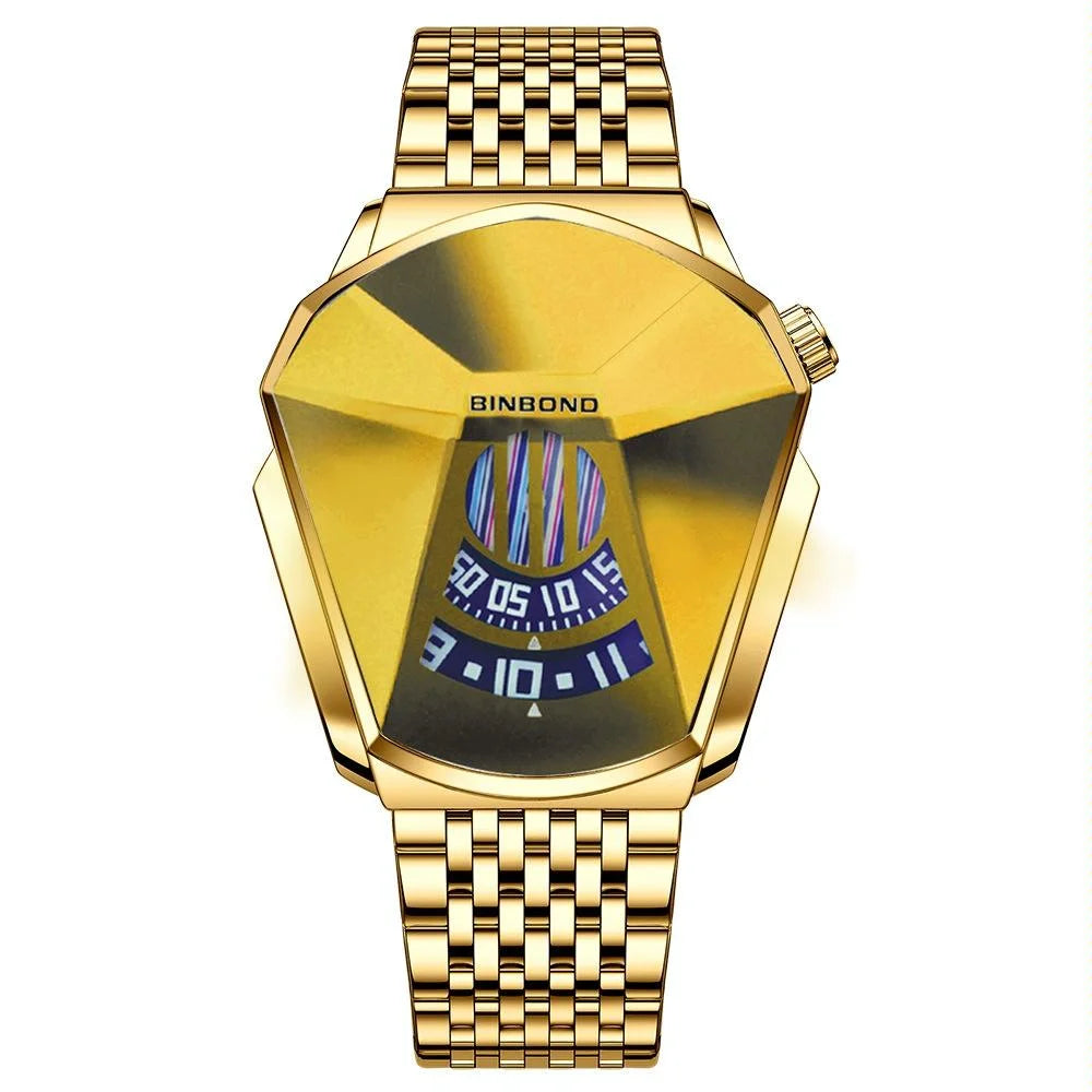 Men Diamond Dial Quartz Watch - Locomotive Concept - Full