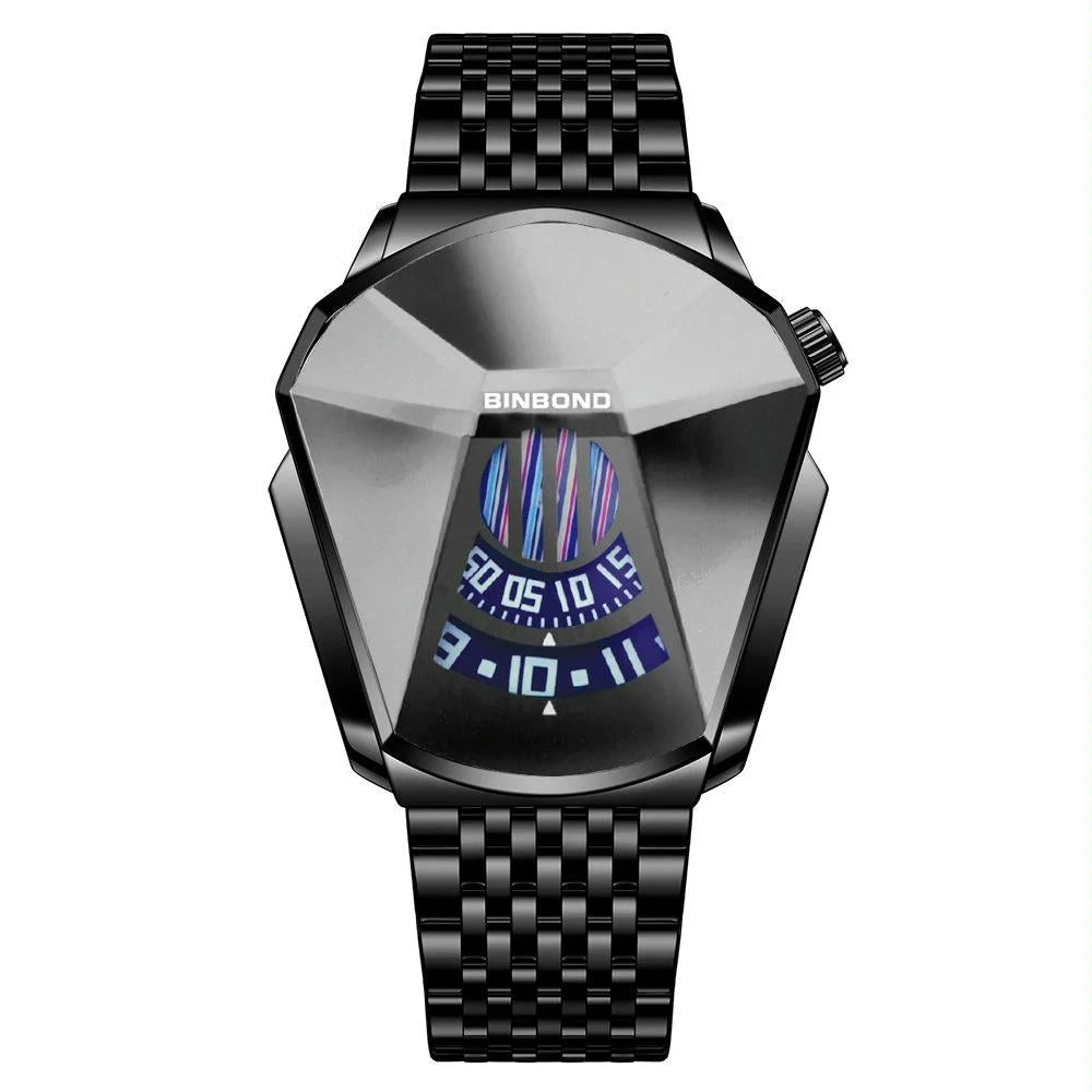 Men Diamond Dial Quartz Watch - Locomotive Concept - Full