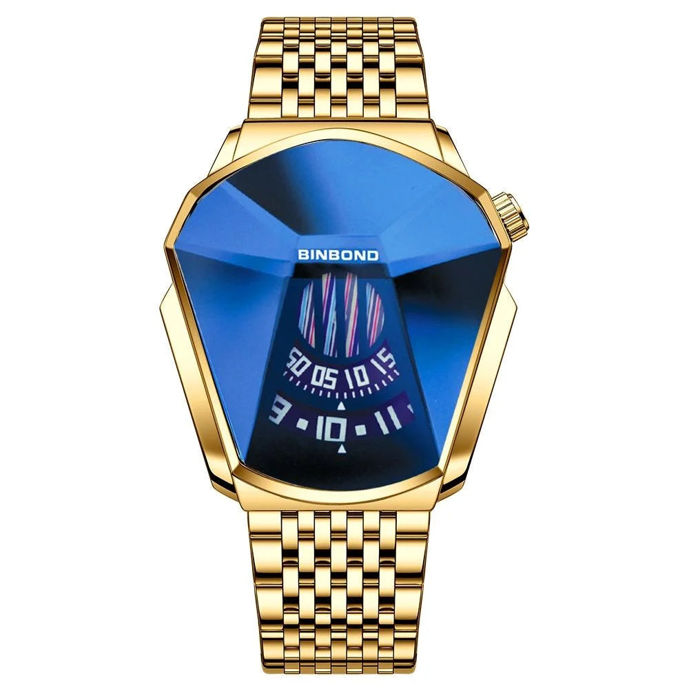 Men Diamond Dial Quartz Watch - Locomotive Concept - White