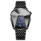 Men Diamond Dial Quartz Watch - Locomotive Concept - White