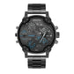 Men Dual Movement Steel Quartz Watch with Blue Face