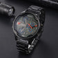 Men Dual Movement Steel Quartz Watch with Green Face