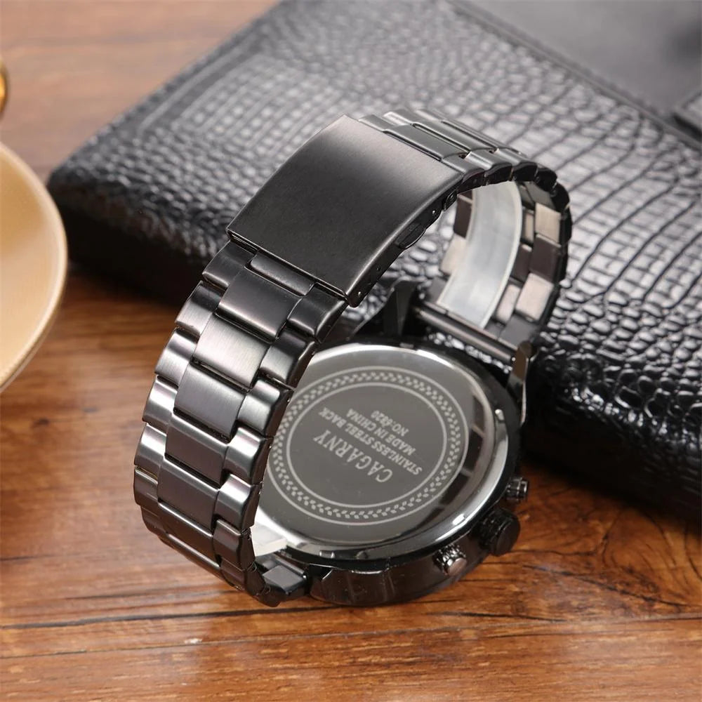 Men Dual Movement Steel Quartz Watch with Green Face