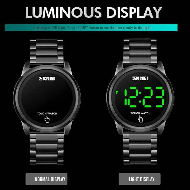Men Electronic Sports Watch - Versatile Steel Belt Black