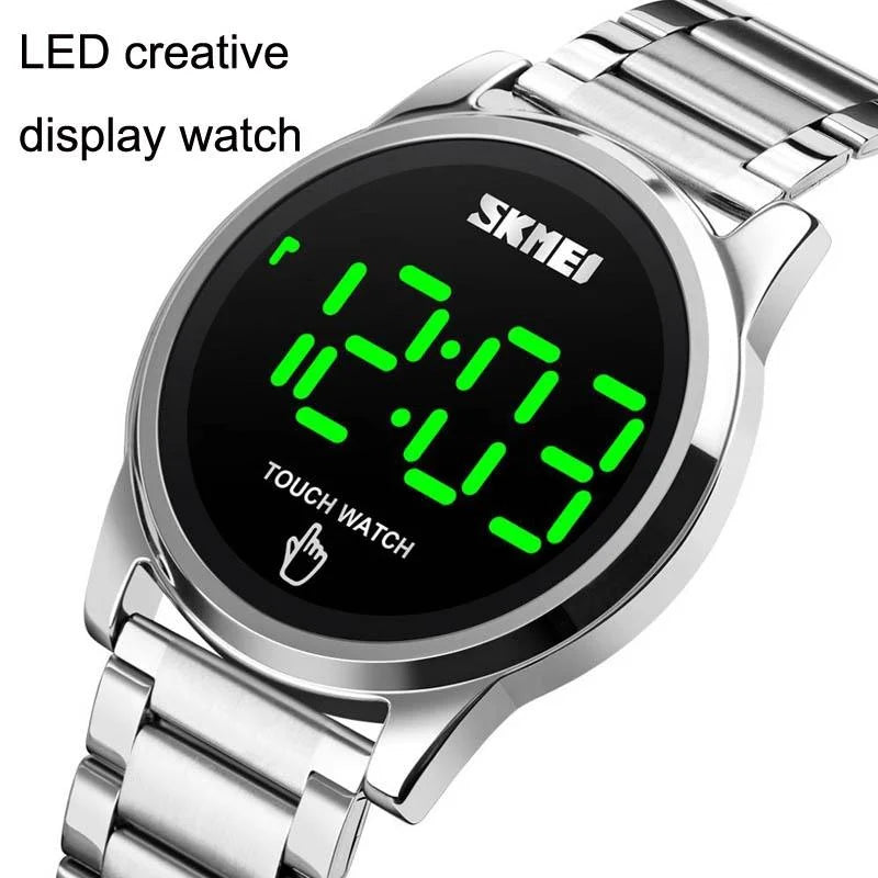 Men Electronic Sports Watch - Versatile Steel Belt - Gold