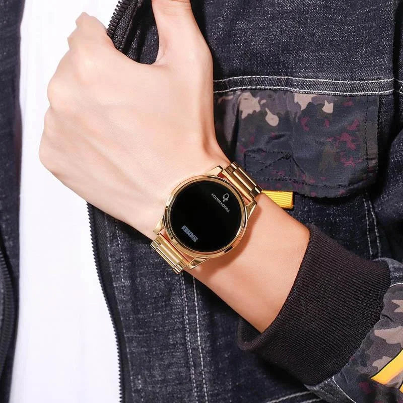 Men Electronic Sports Watch - Versatile Steel Belt - Gold