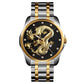 Men Golden Dragon Calendar Dial Quartz Watch with Luminous