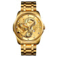 Men Golden Dragon Calendar Dial Quartz Watch with Luminous