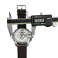 Men Leather Band Sports Watch with Large Dial - Silver