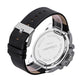 Men Leather Band Sports Watch with Large Dial - Silver Blue
