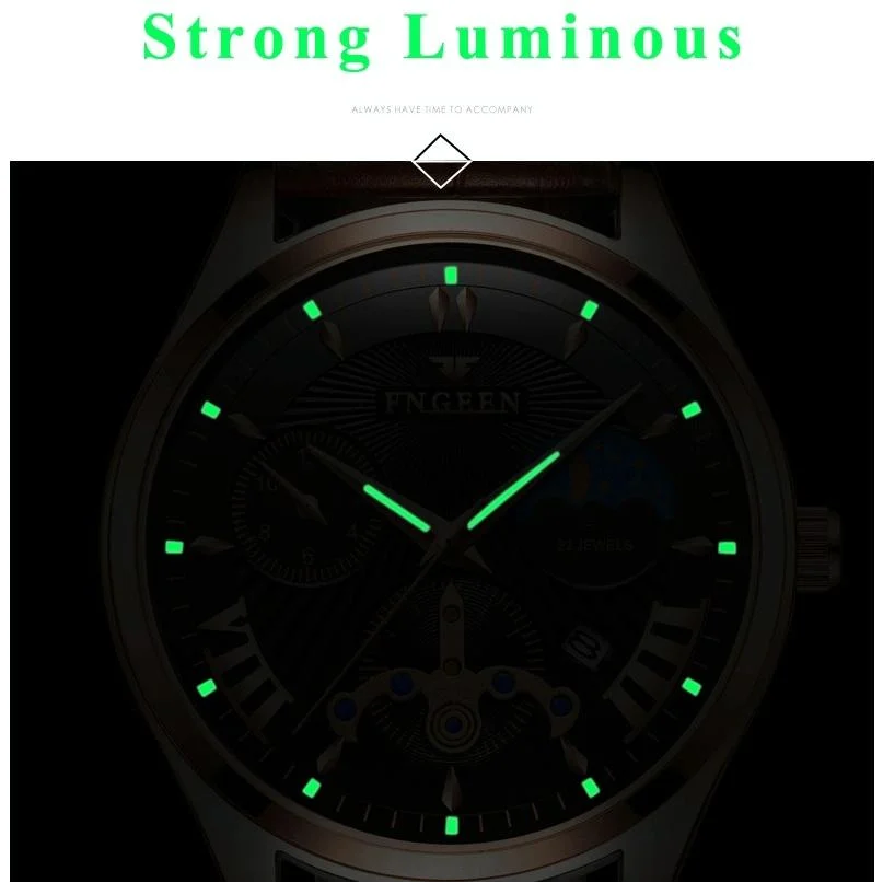 Men Luminous Casual Quartz Watch - 5606 - Between Rose Gold