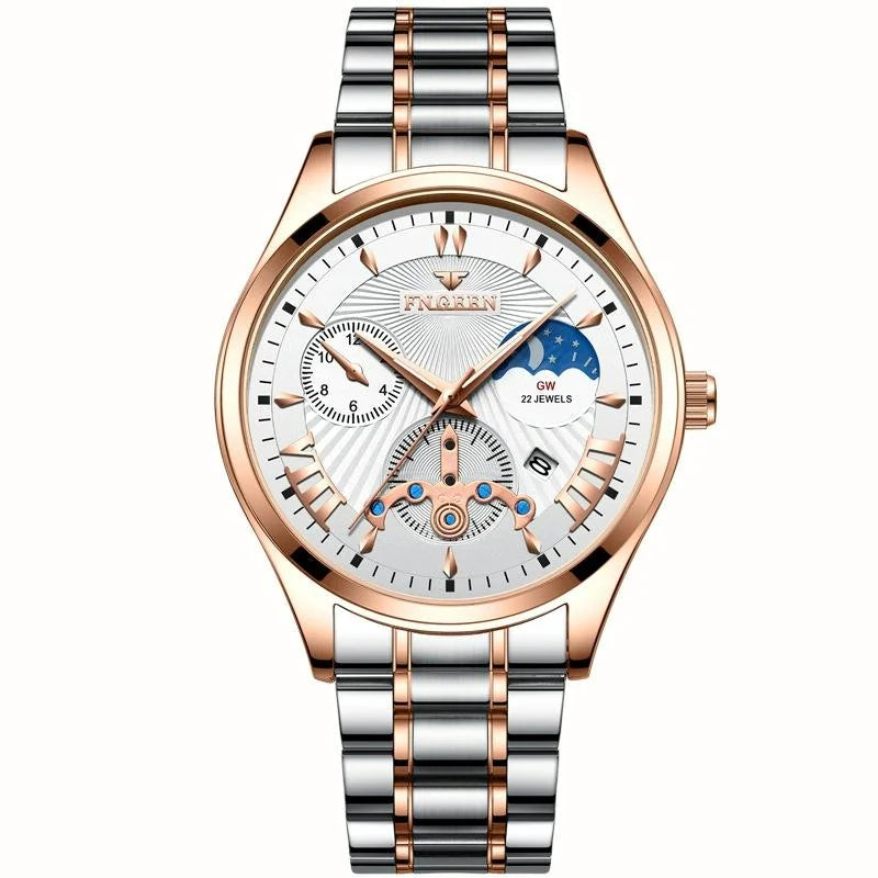 Men Luminous Casual Quartz Watch - 5606 - Between Rose Gold