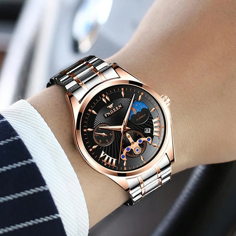 Men Luminous Casual Quartz Watch - 5606 - White Steel White