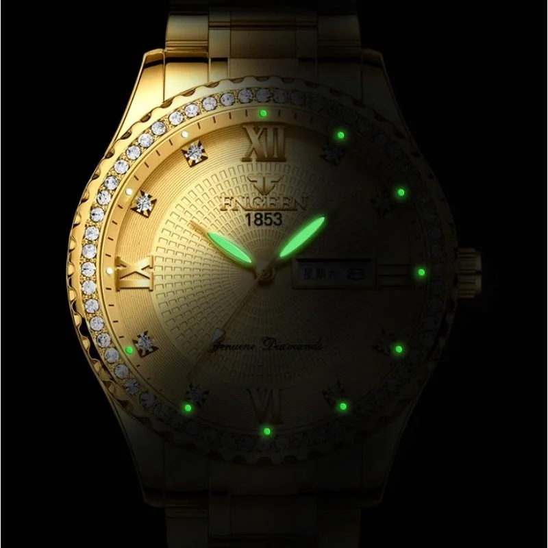 Men Luminous Quartz Watch - Full Gold with White Face