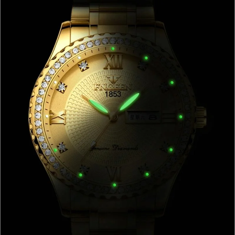 Men Luminous Quartz Watch - Gold with Black Surface