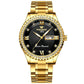 Men Luminous Quartz Watch - Gold with Black Surface